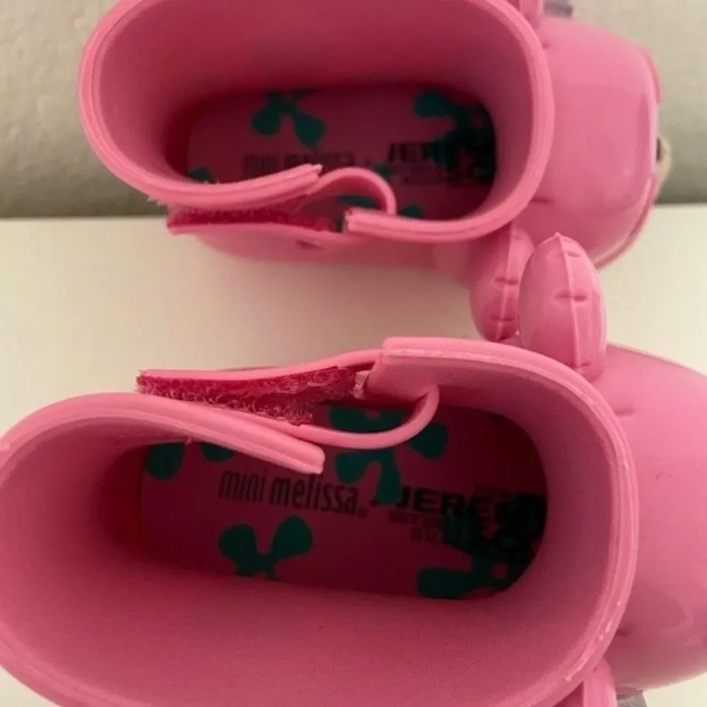 Mini Melissa + Jeremy Scott Pink Monkey Rainboots Water Resistant Boots Size 5
